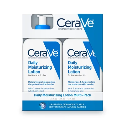 CeraVe Daily Moisturizing Lotion Normal to Dry Skin 12 Fluid Ounce (2 Pack)